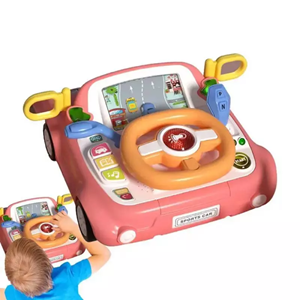 اسباب بازی فرمان ماشین موزیکال صورتی Electric Multifunctional Steering Wheel Toy_اسباب بازی